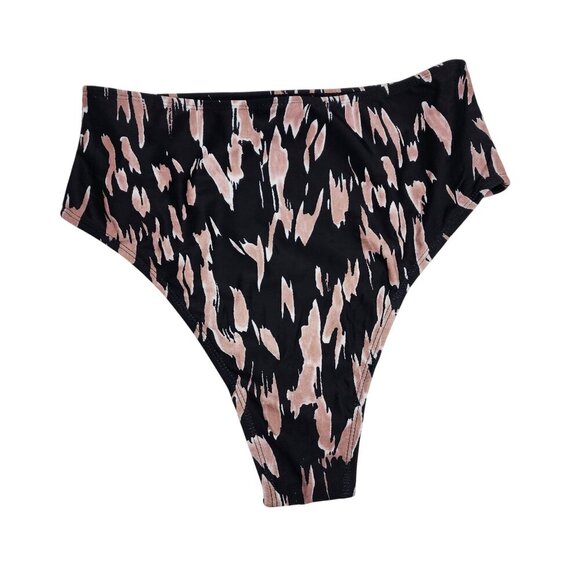 Black Halter Bikini Set High-Waisted Printed Bottoms Size M Swimwear Women - Picture 7 of 7